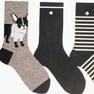 3 Pairs Kate Spade Socks - 1 has French Bulldog